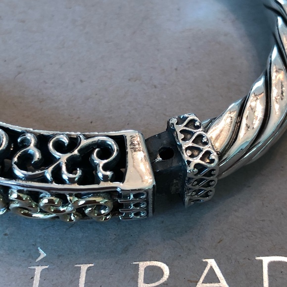 RARE 14k Gold Sterling Silver .925 Filigree Hinge Twisted Cuff Silpada Bracelet - Picture 3 of 8